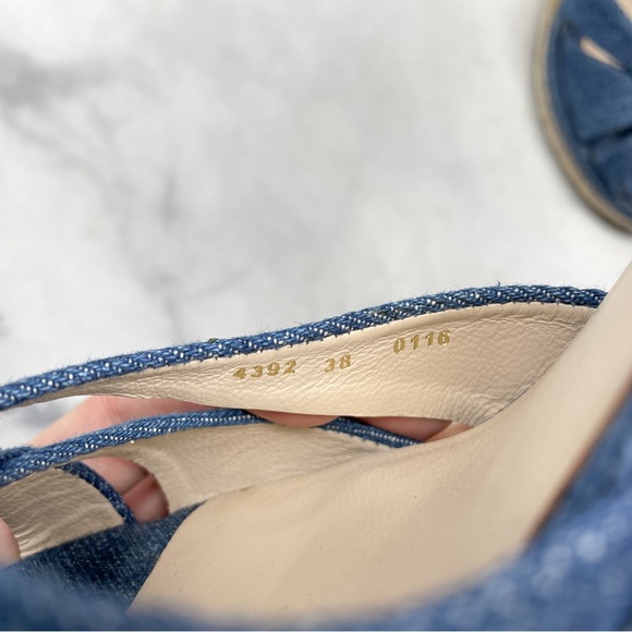 L.K. Bennett Litya Denim Jean Platform Espadrille Wedge Sandal Heels Bohemian 38 - Picture 11 of 13